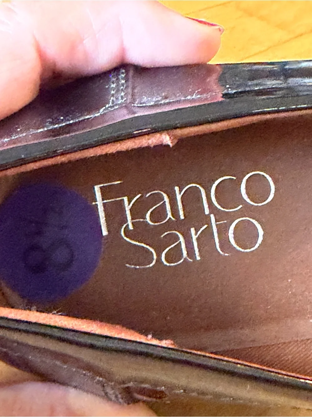 Franco Sarto Cassandra Black Patent Leather Penny Loafers size 8.5